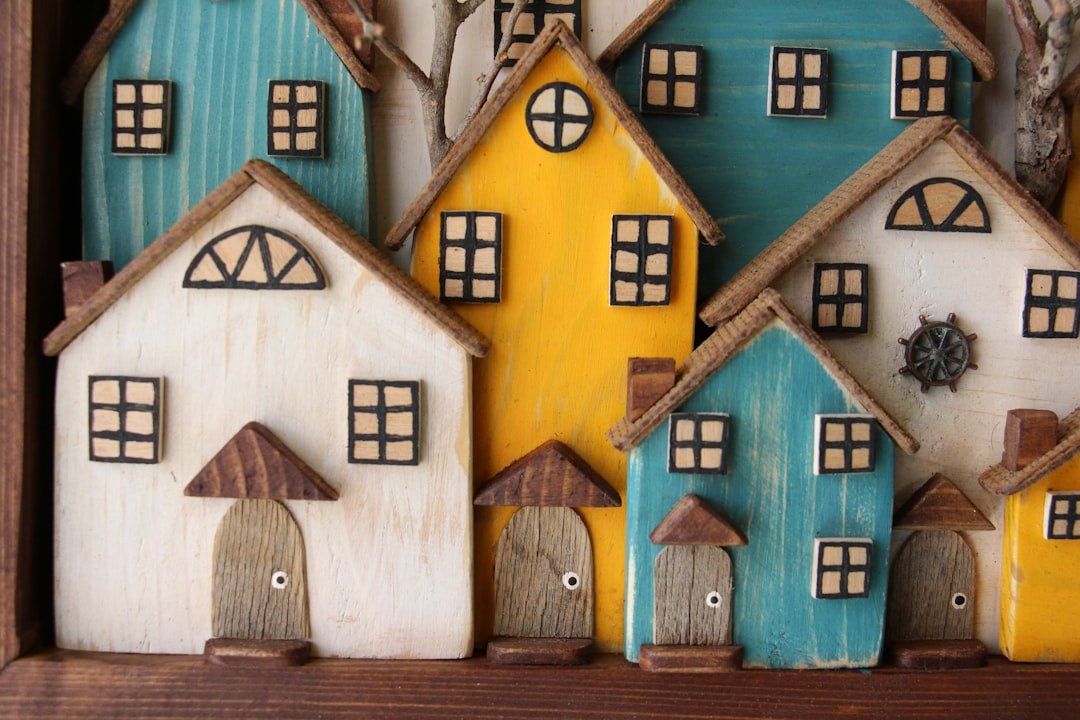 a close up of a group of small houses