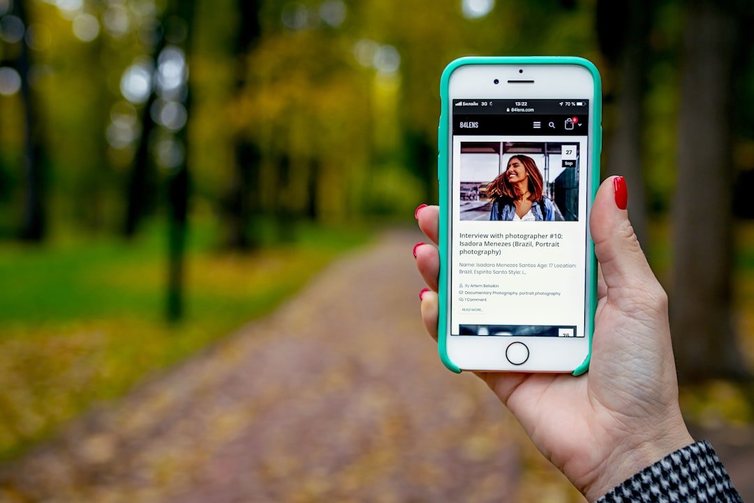 iPhone 6 displaying woman wearing blue jacket